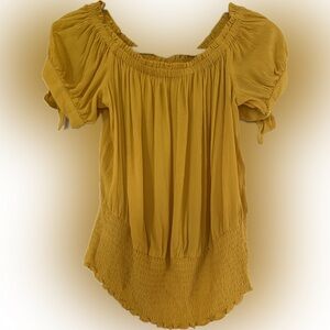 NWT Express Mustard Yellow Off-Shoulder Blouse- Size Large